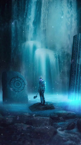 瀑布下的假面骑士