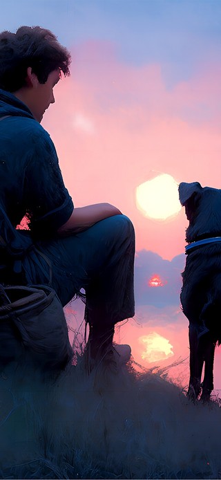 男人和爱犬