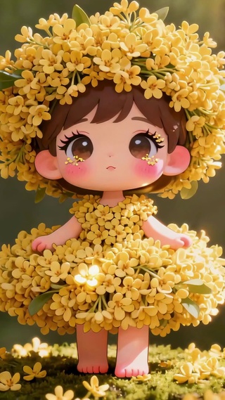 小清新桂花裙卡通Q版治愈小女孩