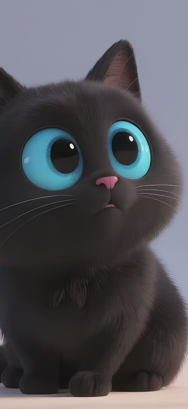 可爱逗鱼小黑猫