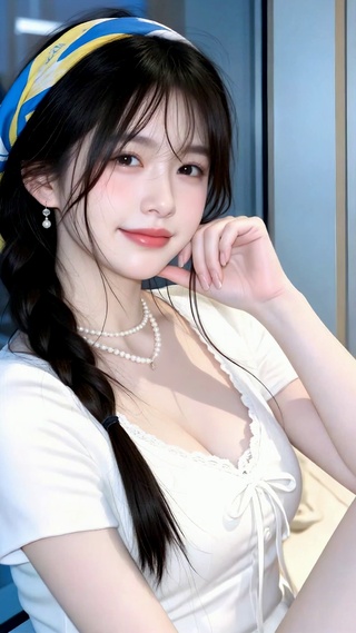 窗边清纯少女夜景