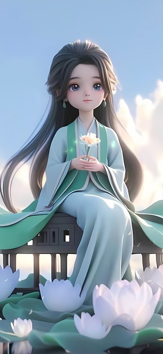 古风 荷塘少女