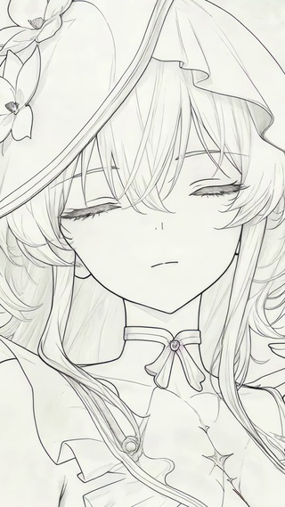 线条素描蝴蝶少女守岸人