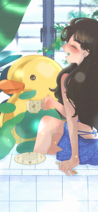治愈小黄鸭浴室女孩