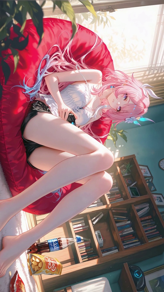 粉发宅家游戏少女昔涟