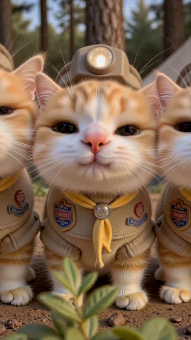 森林露营可爱探险橘猫
