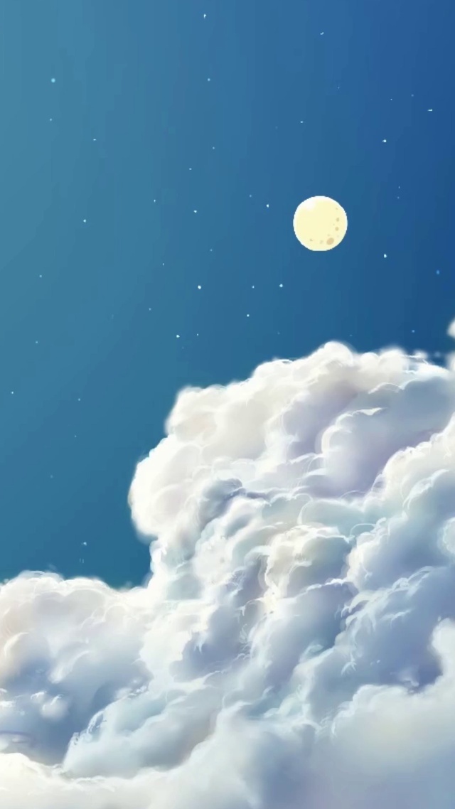 星空、月亮和白云