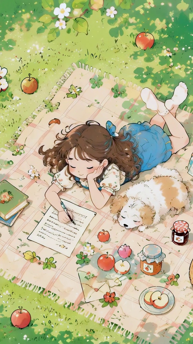 苹果园里的野餐时光