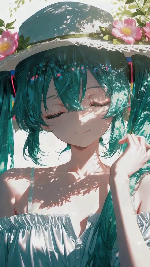 花阴下的清新二次元美少女