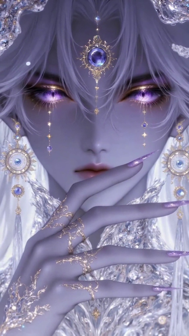 梦幻紫眸银发银龙壁纸