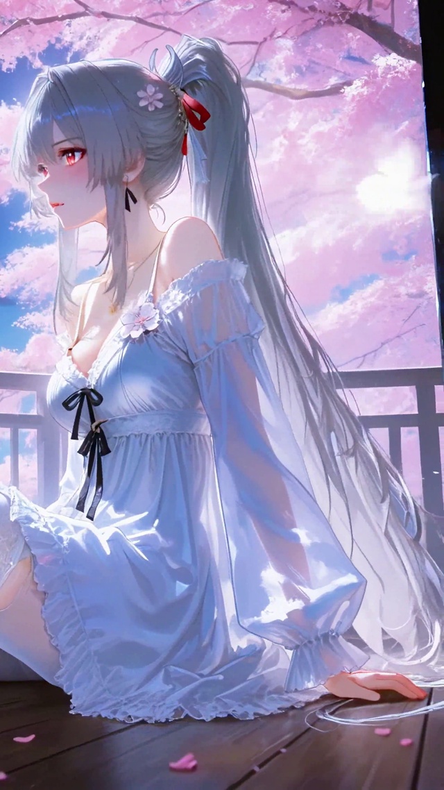月下樱花银发美少女绯雪