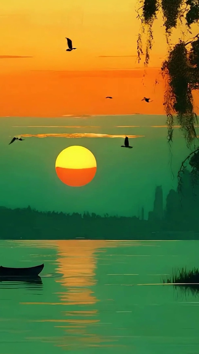 夕阳树木
