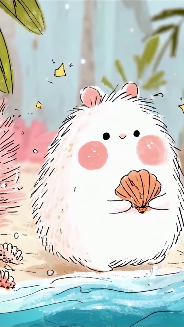 海边捡贝壳的小团子