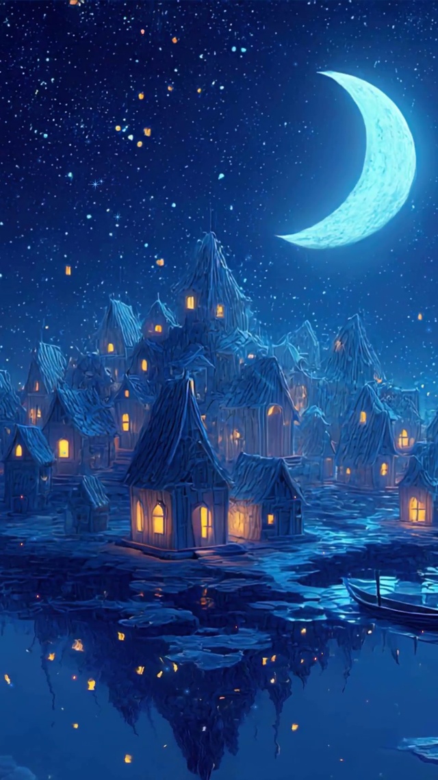 夜景星空房屋