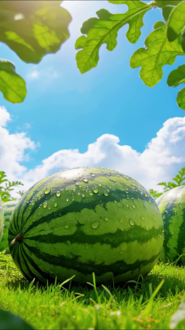 晴空下的西瓜田园风光