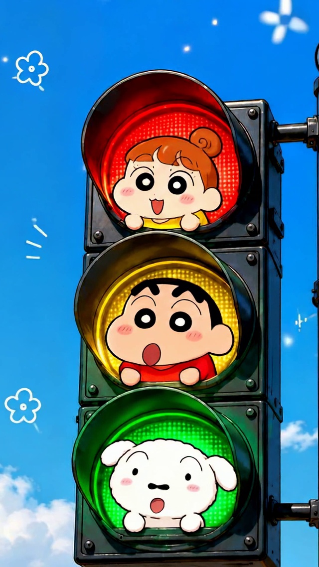 可爱蜡笔小新红绿灯