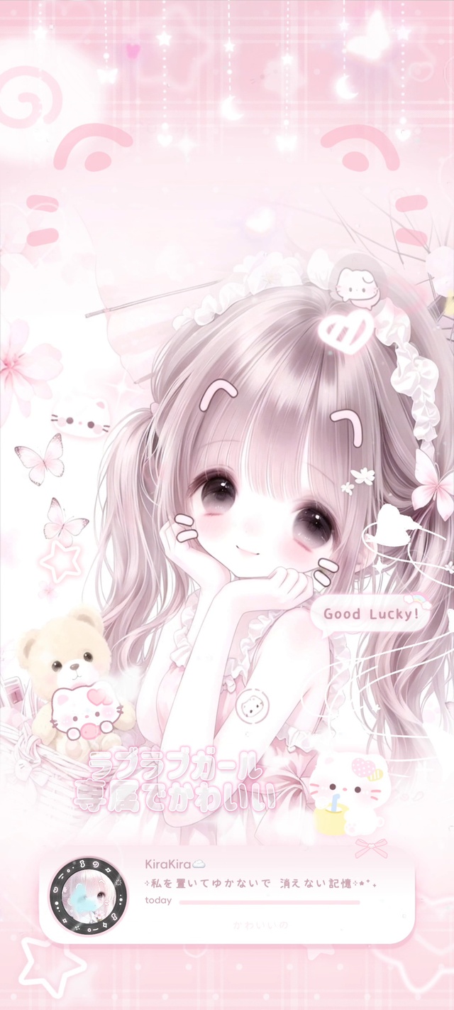 可爱治愈粉色二次元樱花元气少女