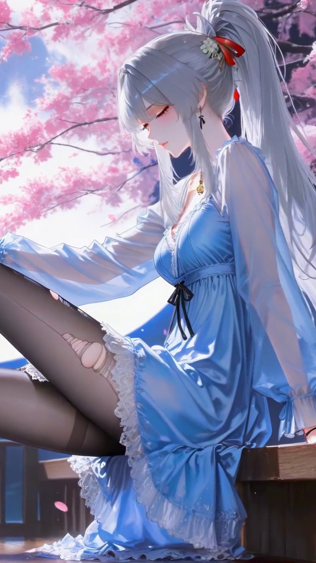 满月下樱花的少女绯雪