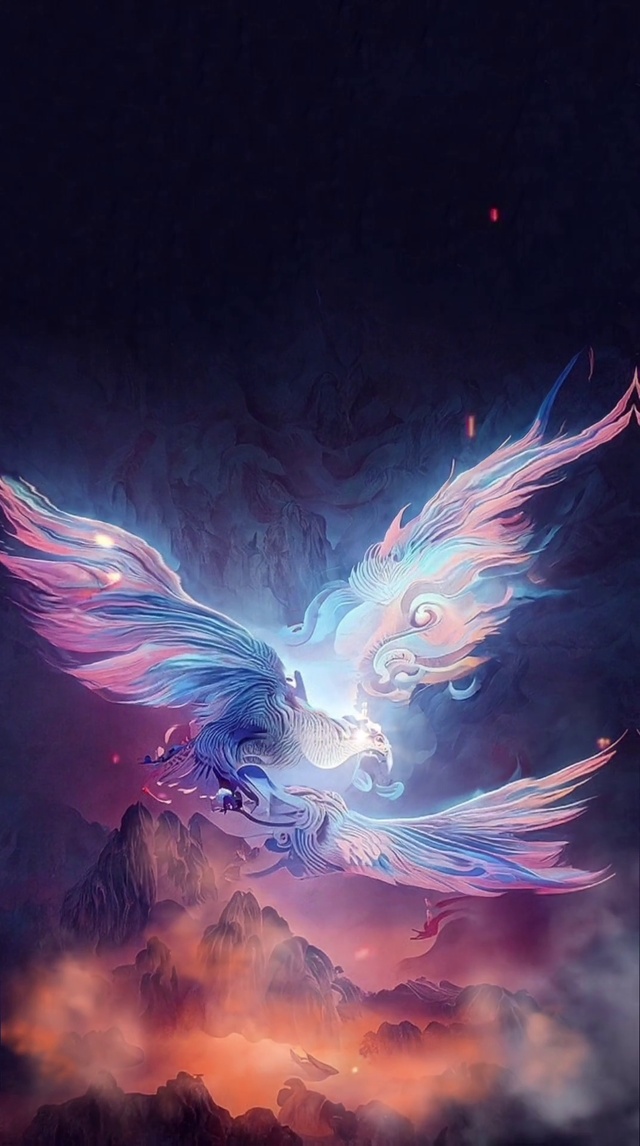 创意的彩色朱雀