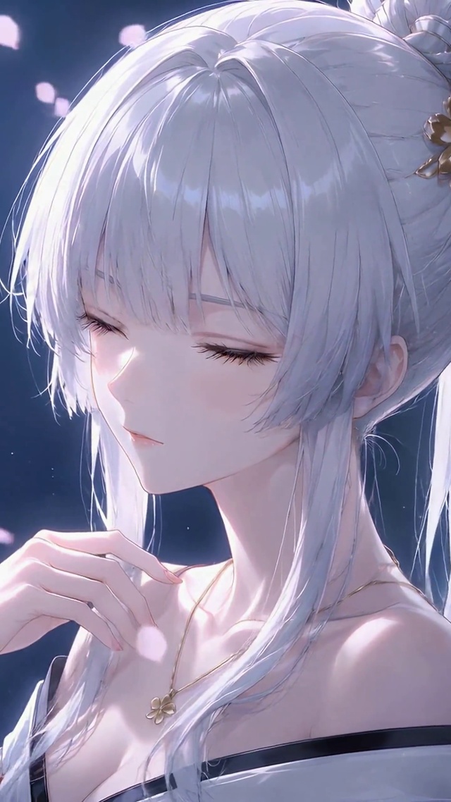 月下银发古风美少女绯雪