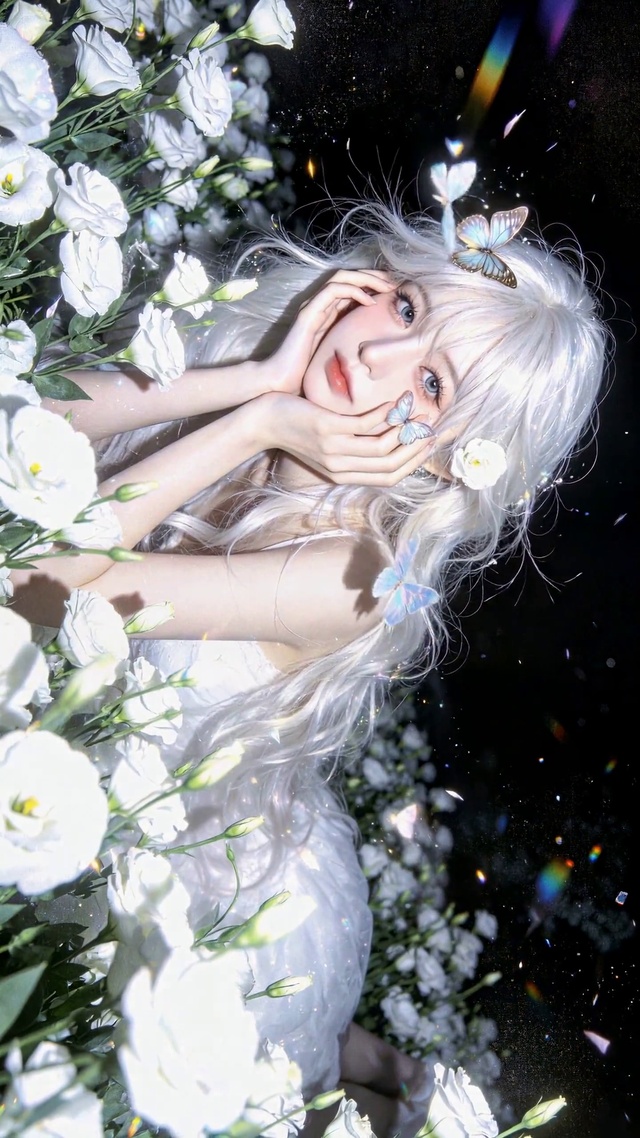 蝶梦白花少女