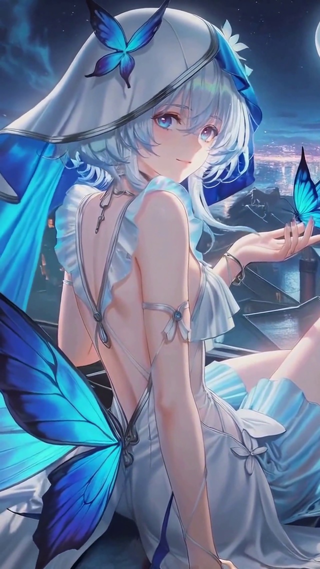 月夜蓝蝶守岸人