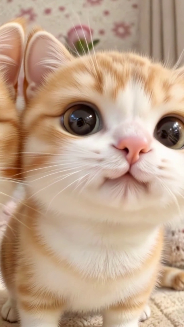 并排贴贴的小橘猫