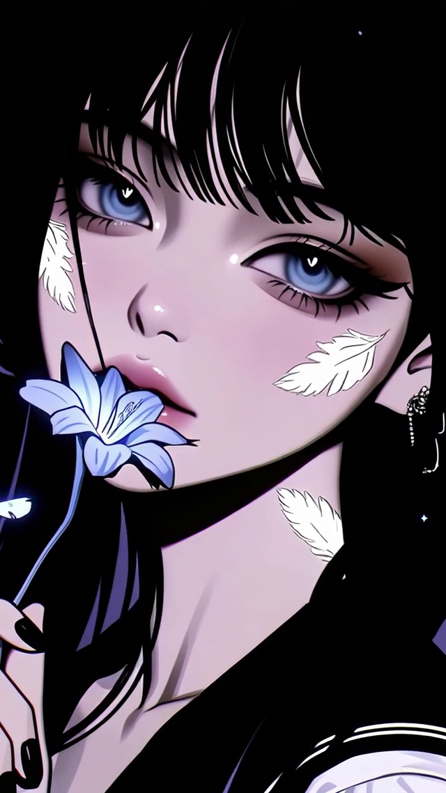 暗夜花影冷艳少女
