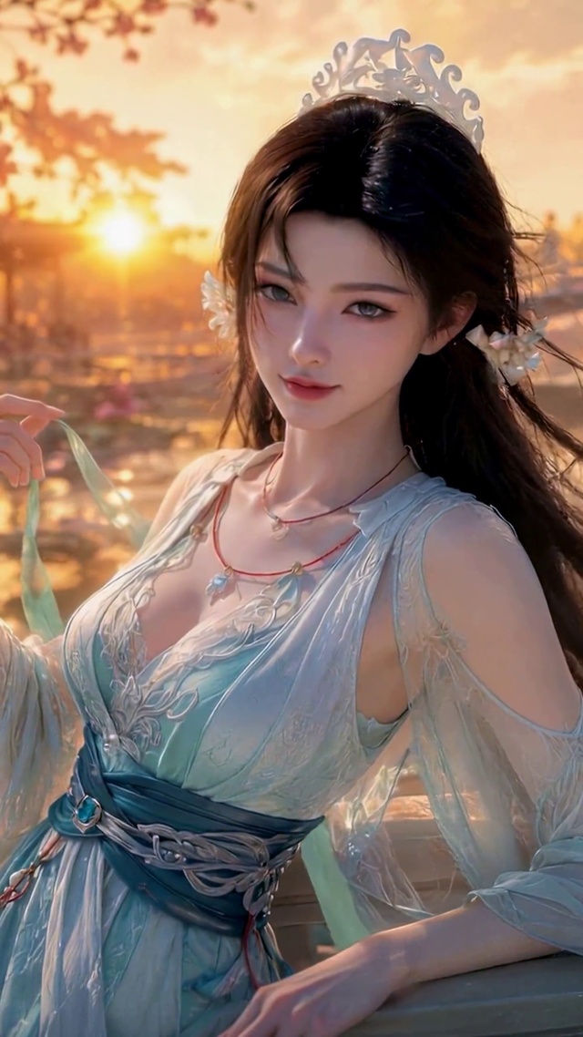 古风樱花荷塘汉服美女