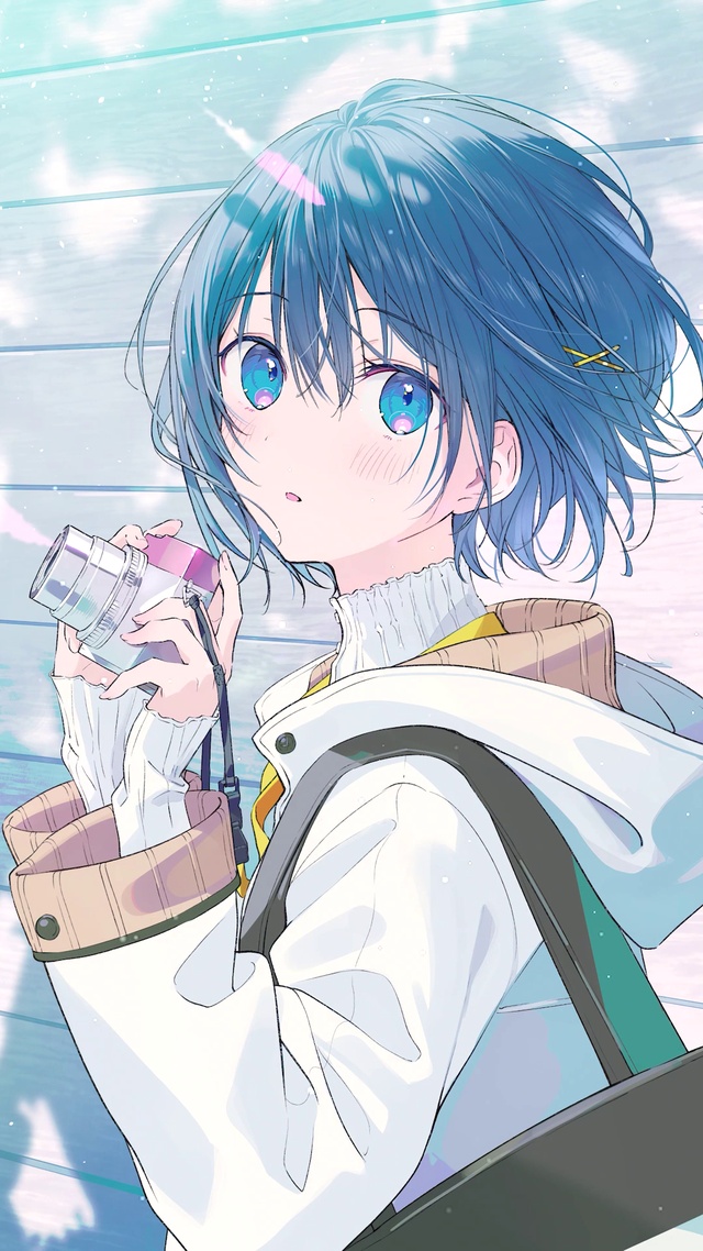 清纯淡蓝发少女