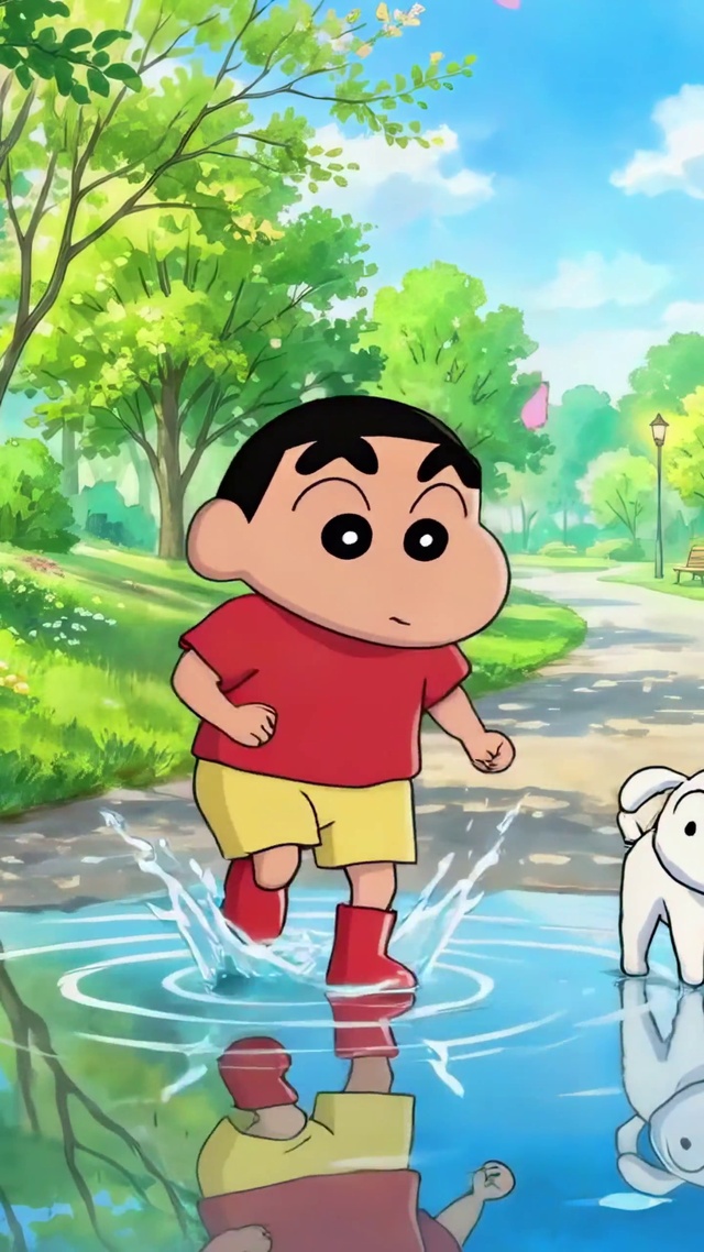 森林公园里的蜡笔小新玩水日常