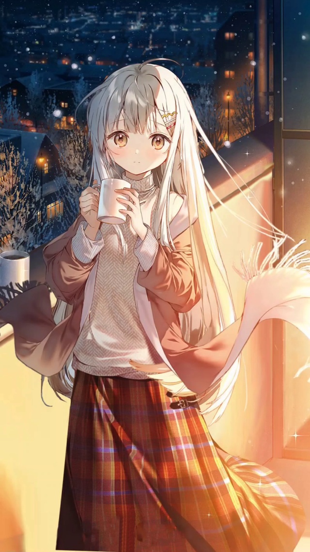 冬天阳台上的女孩