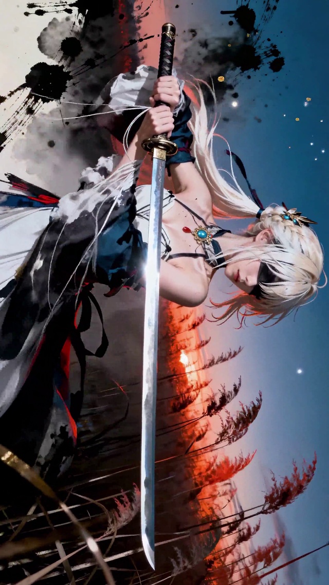 水墨风芦苇持剑薇尔莉特