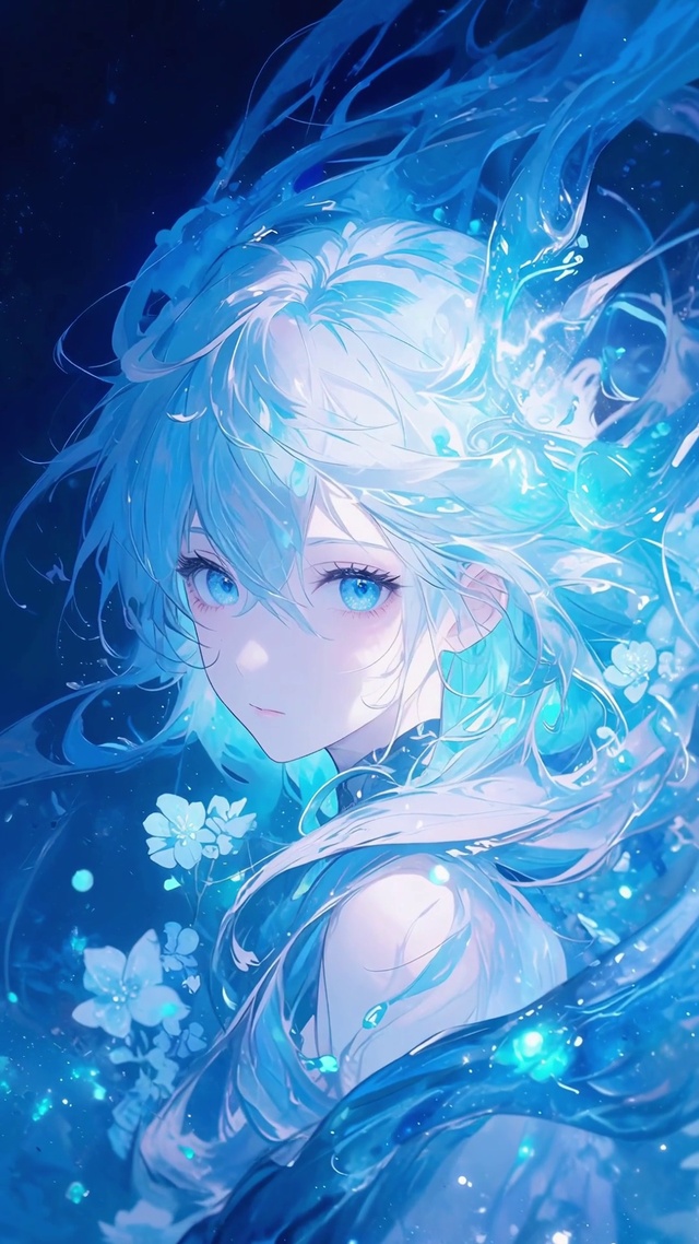 二次元蓝色美女