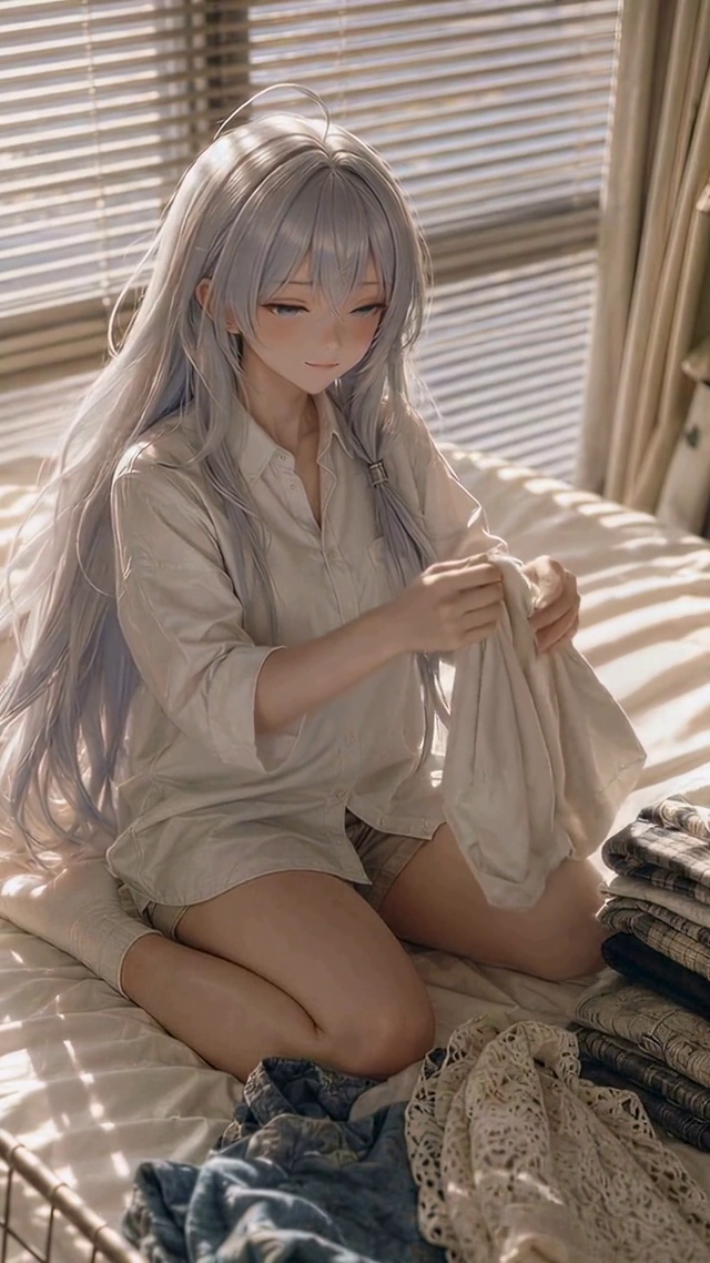 银发二次元美少女的温馨卧室