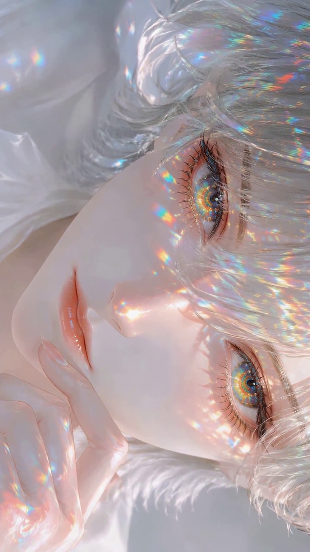 炫彩闪瞳银发美少女