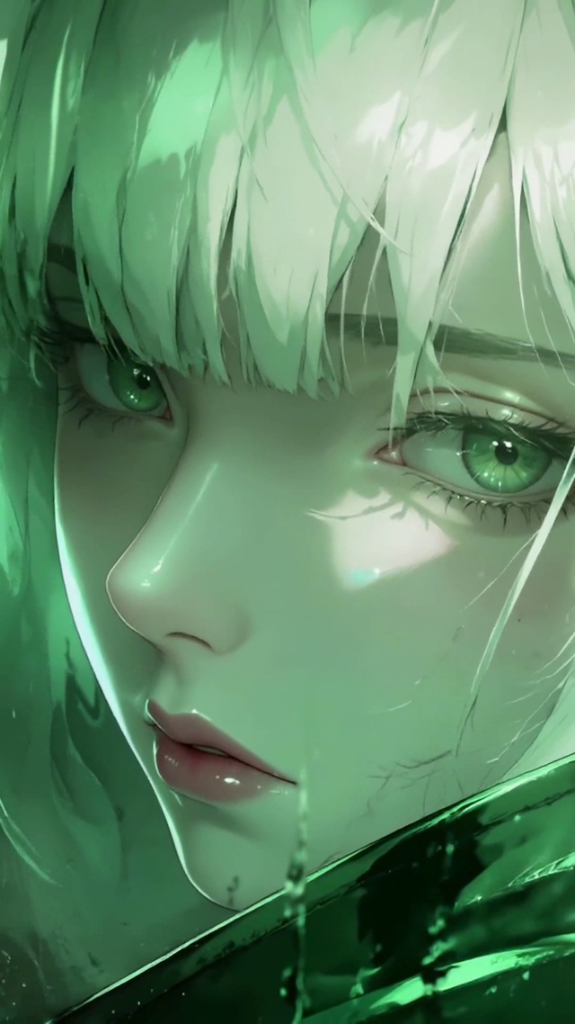 朦胧雨夜窗外少女