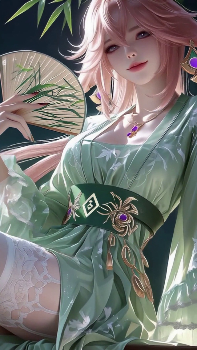 月下竹林古风狐耳美少女
