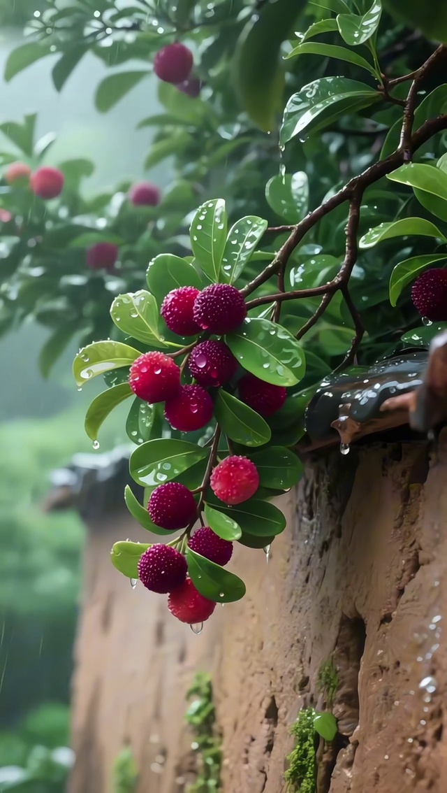 雨中杨梅