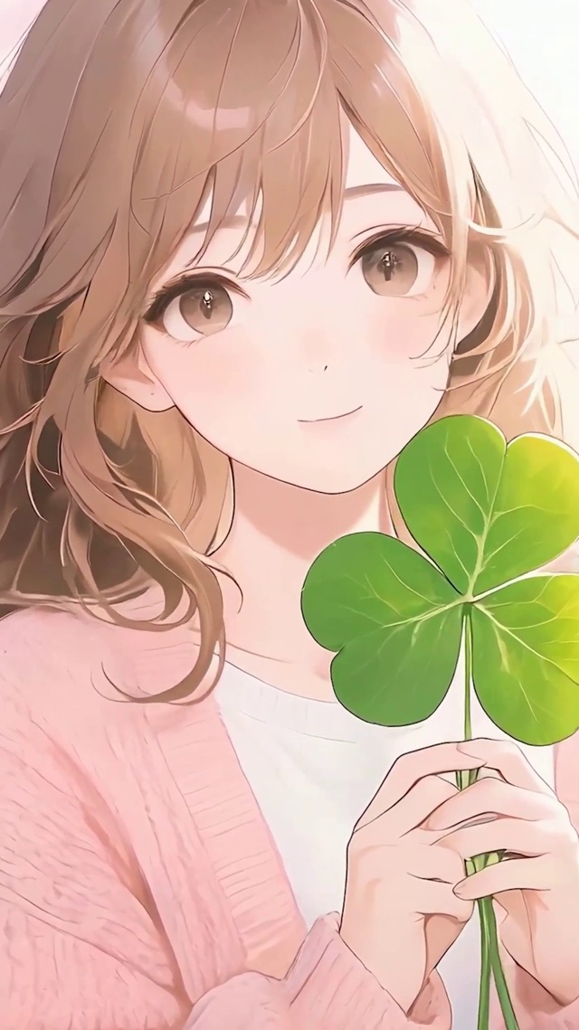 拿着三叶草女孩