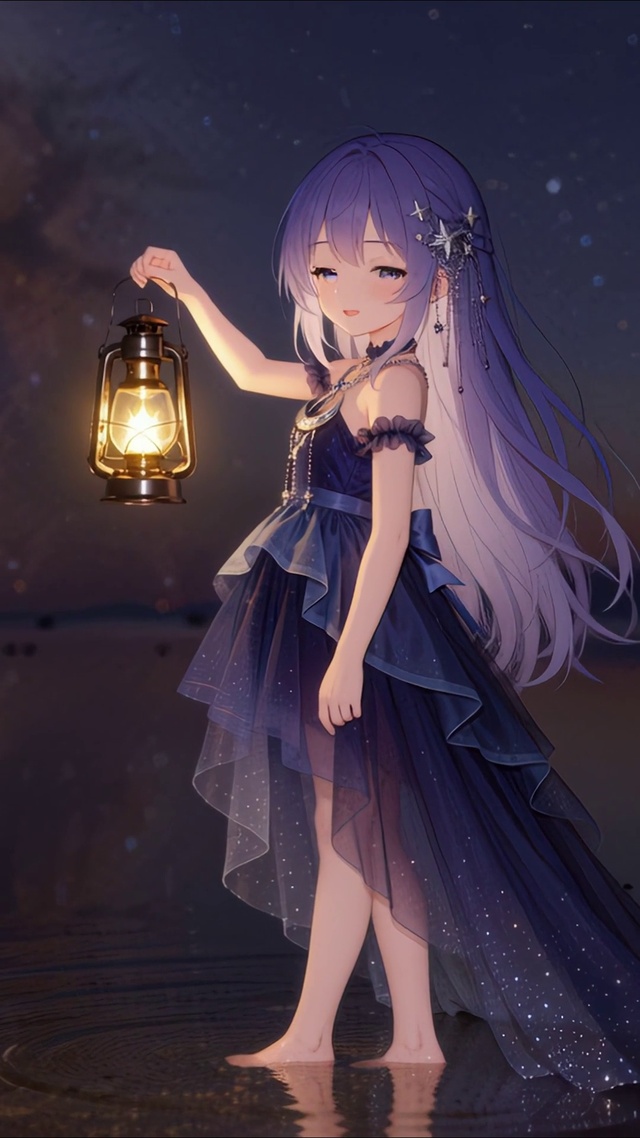 星空下女孩