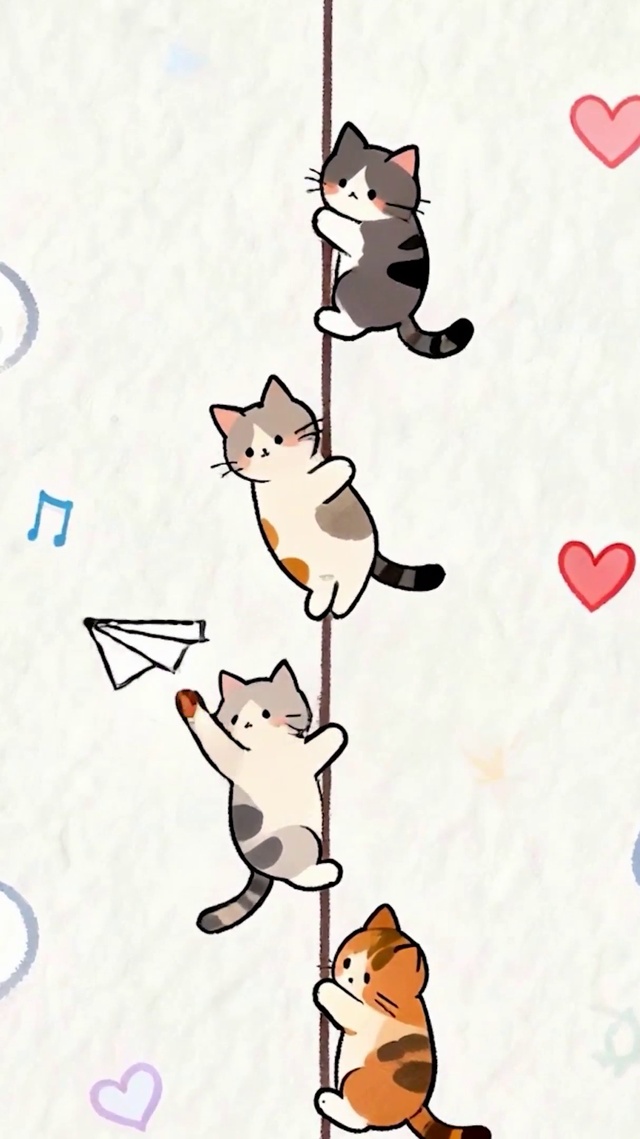 可爱一群猫咪玩耍