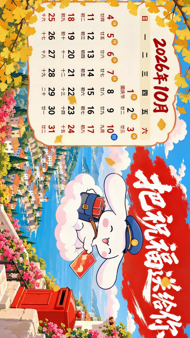 玉桂狗送祝福十月日历壁纸
