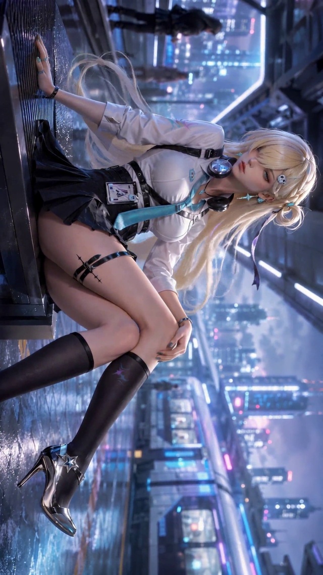 赛博都市金发美少女