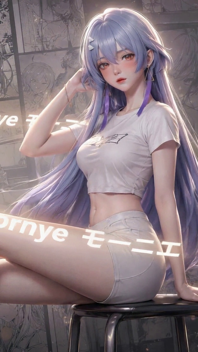 紫发氛围感莫宁文字环绕