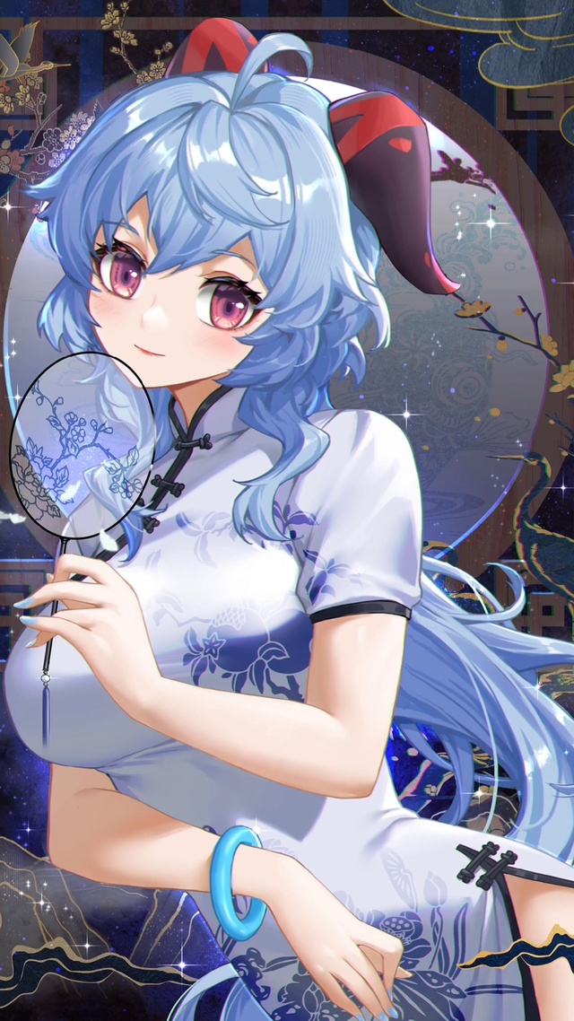青花瓷旗袍甘雨
