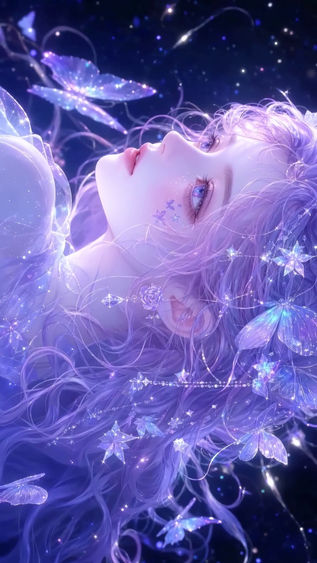紫发侧颜美少女