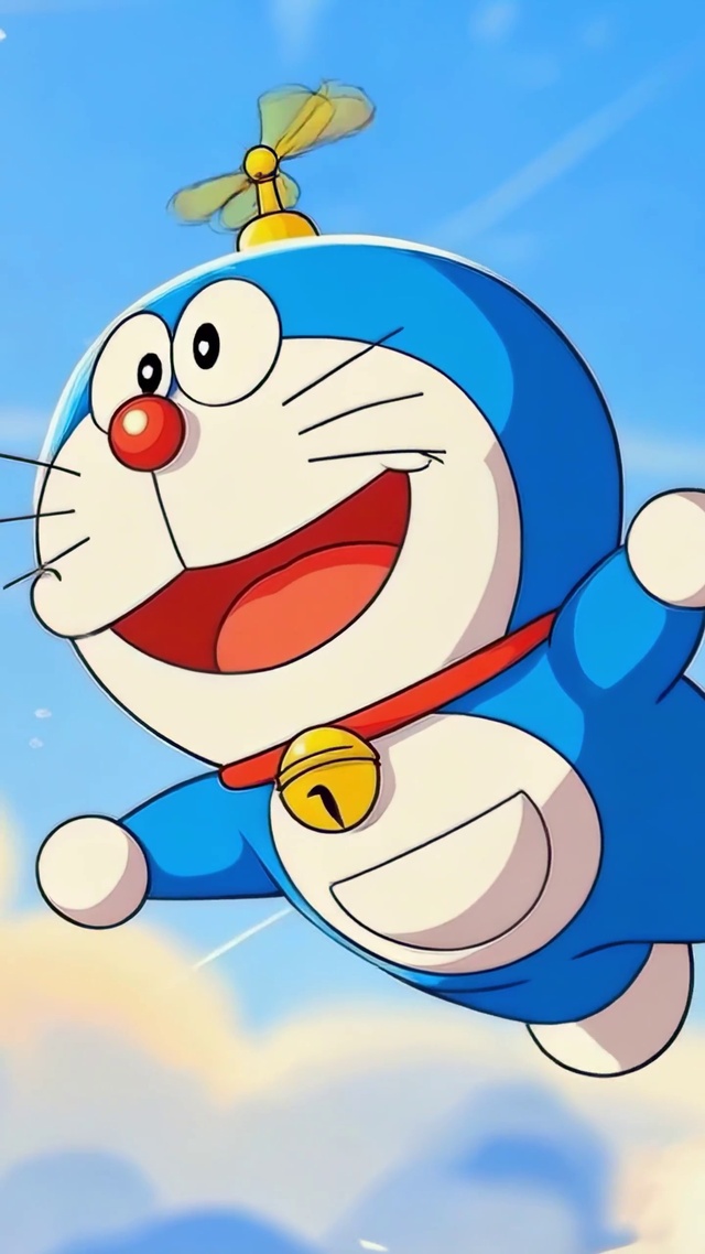 乘着竹蜻蜓的蓝胖子