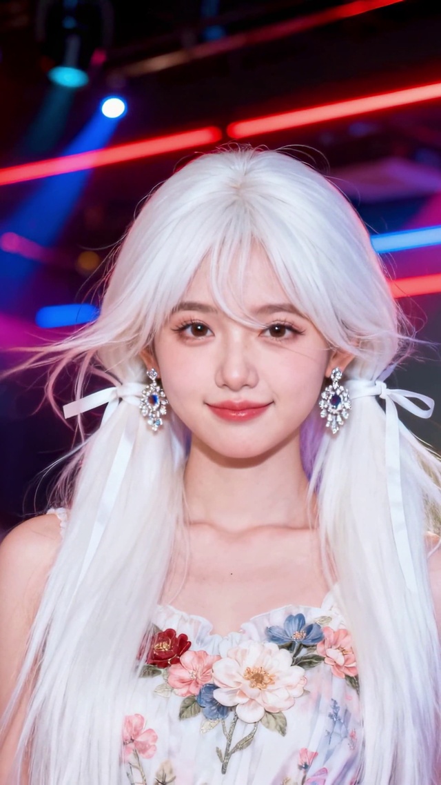 霓虹酒馆银发眨眼美少女