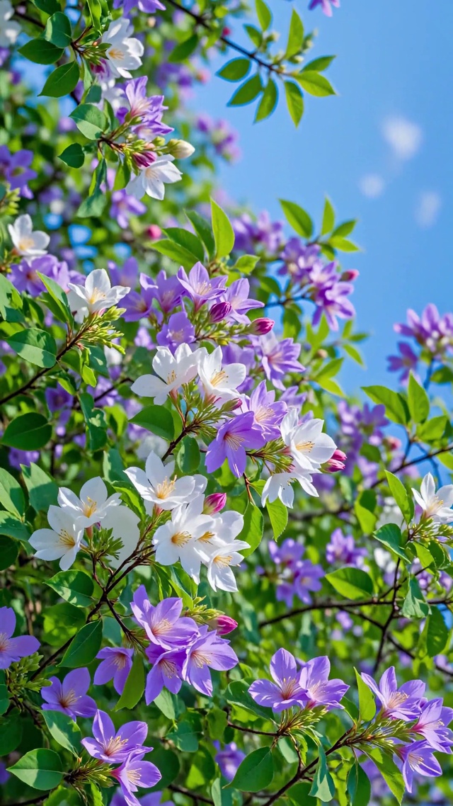 春日枝头盛开的小花